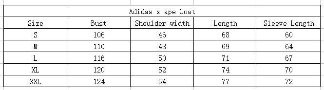 Adidas Jacket Size Chart Cm