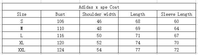 bape adidas sizing