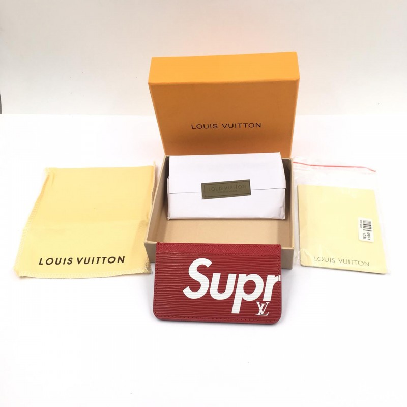Supreme x LV Red EPI Card Holder three pocket card holder