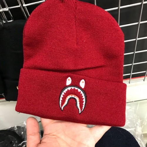 A bathing ape BAPE SHARK beanie RED 