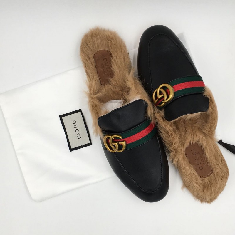 gucci slip ons with fur