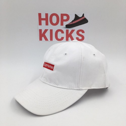 white supreme hat red box logo