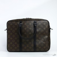 L*V Briefcase Porte Documents Voyage Monogram Black Brown