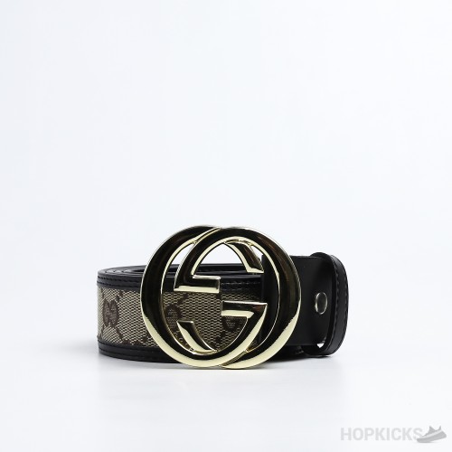 GG Signature Striped Black Gold Buckle Belt