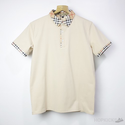 B*rberry Vintage Check Cotton Polo Shirt Beige