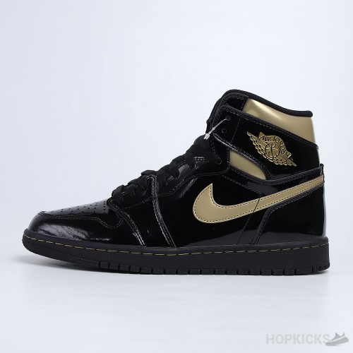 Air Jordan 1 High Patent Black Metallic Gold (Dot Perfect)