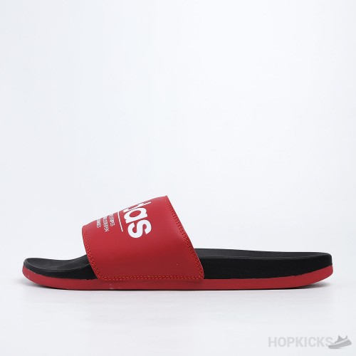 Adilette Red Black Slides 