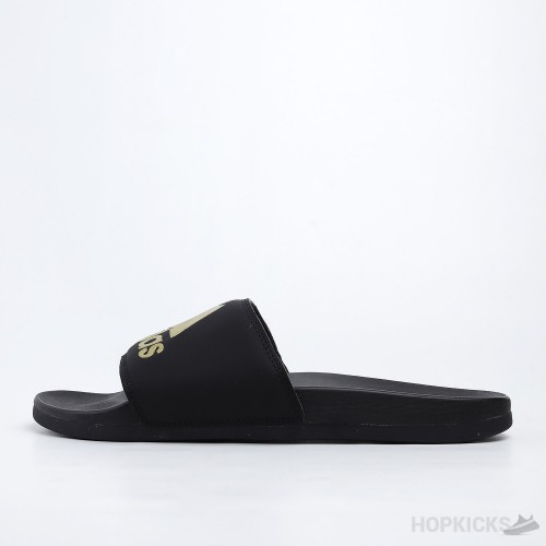 Adilette Gold Metallic Core Black Slides 