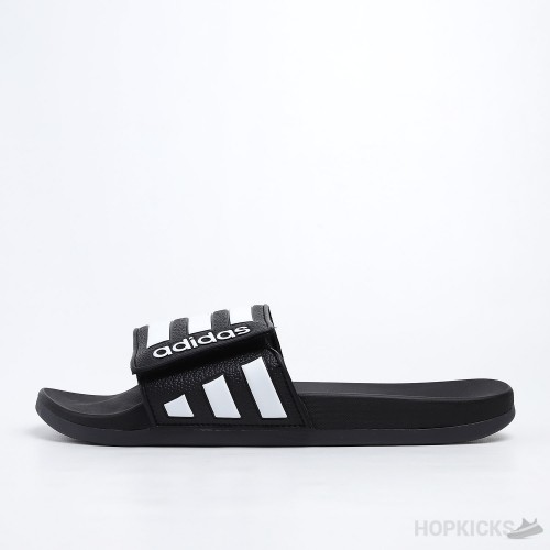 Adilette Core Black White Stripes Slides 