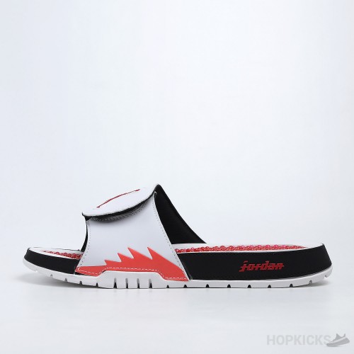 Air Jordan Hydro 5 Retro White Fire Red Slides 