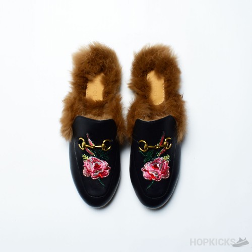 Gucci Princetown Floral furr Loafers