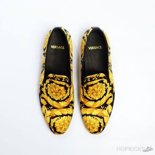 Versace Barocco Print Silk Slippers