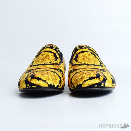 Versace Barocco Print Silk Slippers