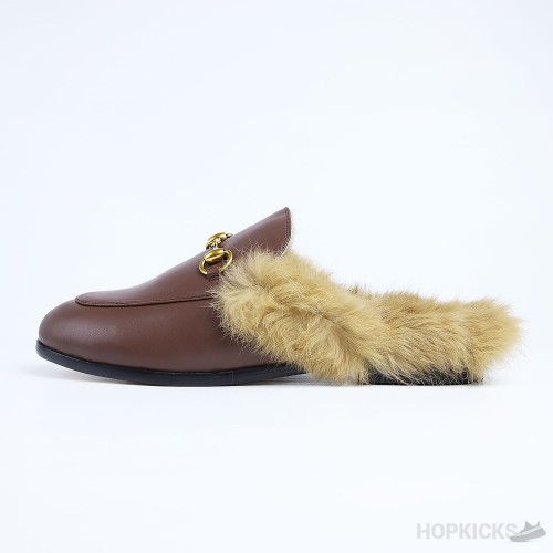 Gucci Princetown furr Loafers Bordeaux