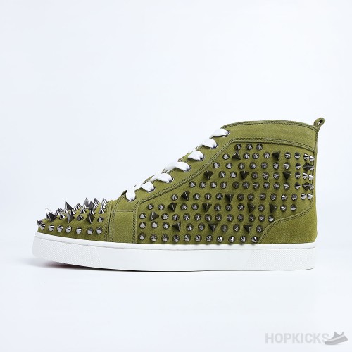 CL Green Suede Multi Level Spiked High Top