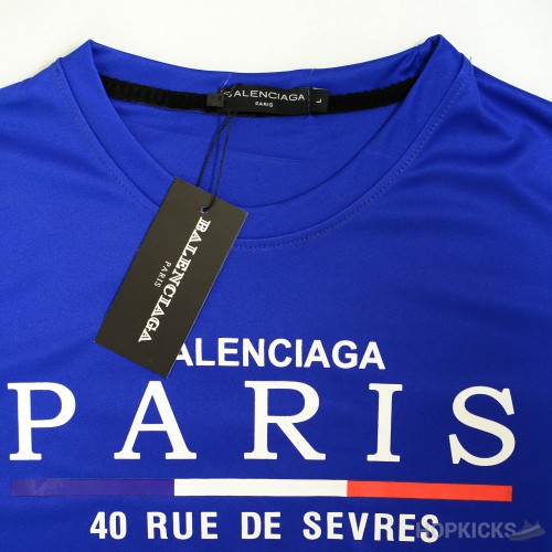 Bale*ciaga Paris Flag Tee Blue