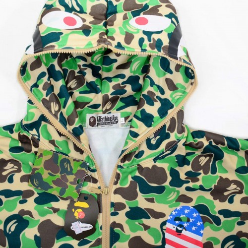 Bape X Adidas Shark Green Camo Hoodie