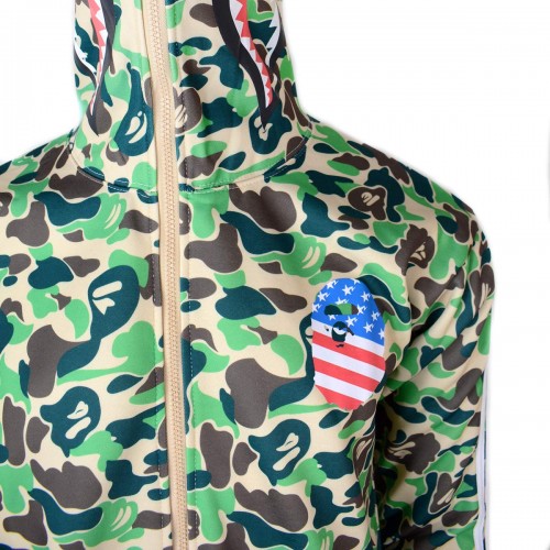 Bape X Adidas Shark Green Camo Hoodie