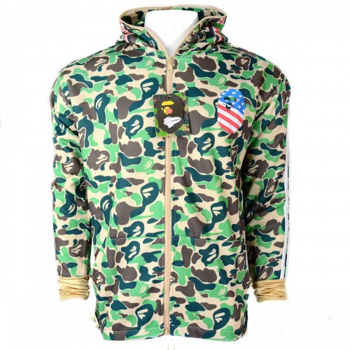 Bape X Adidas Shark Green Camo Hoodie