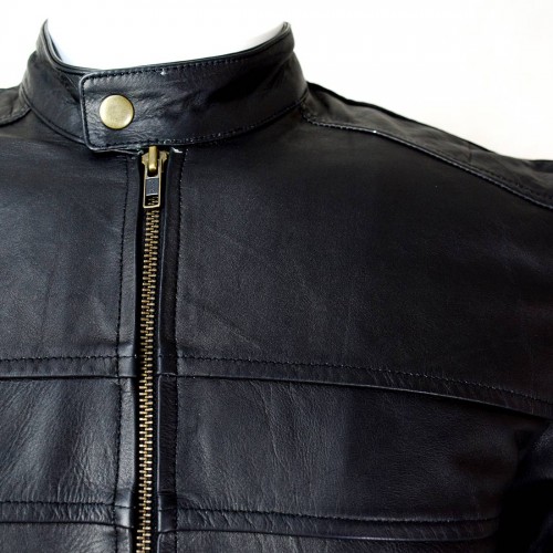 CDL Double Stitch Black Leather Jacket