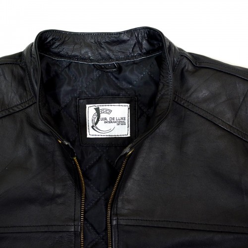 CDL Double Stitch Black Leather Jacket