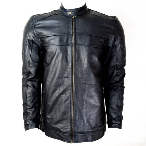 CDL Double Stitch Black Leather Jacket