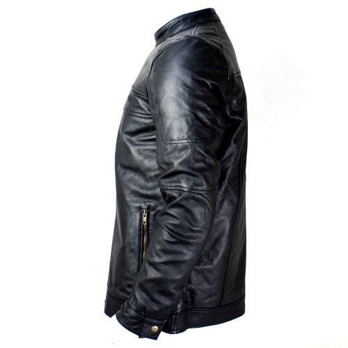 CDL Double Stitch Black Leather Jacket