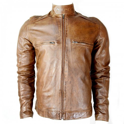 CDL Distressed Brown Leather Jacket