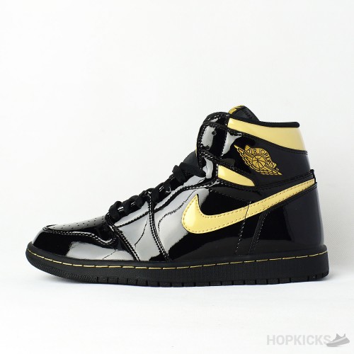 Air Jordan 1 High Patent Black Metallic Gold 