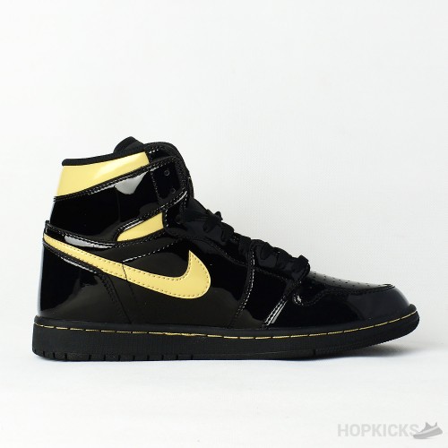 Air Jordan 1 High Patent Black Metallic Gold 