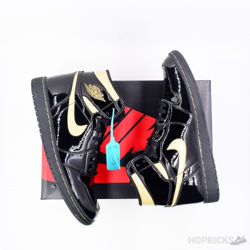 Air Jordan 1 High Patent Black Metallic Gold 