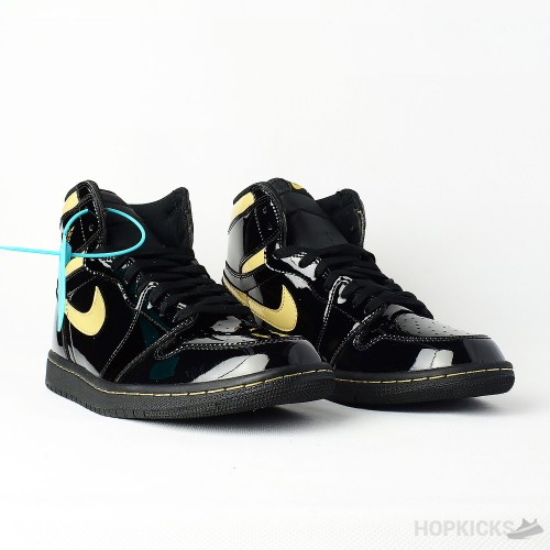 Air Jordan 1 High Patent Black Metallic Gold 