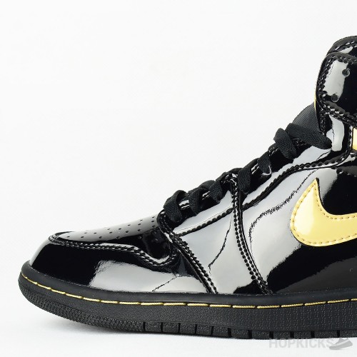 Air Jordan 1 High Patent Black Metallic Gold 