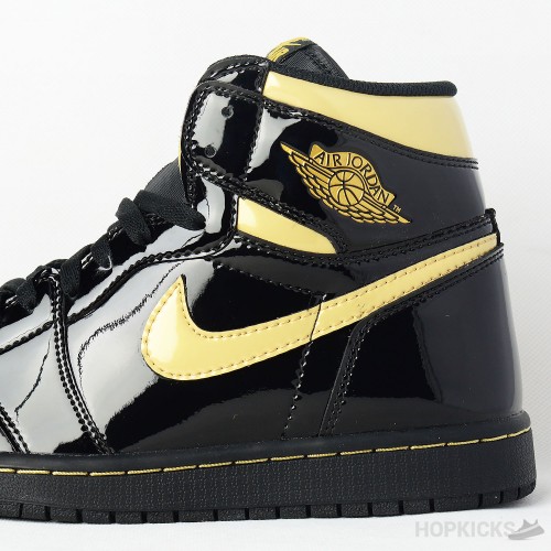 Air Jordan 1 High Patent Black Metallic Gold 