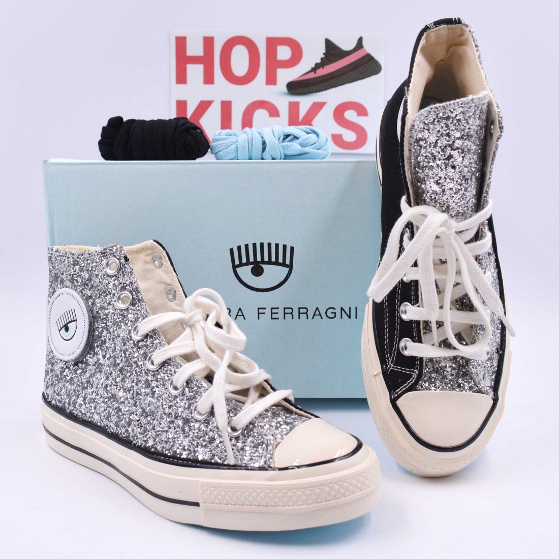 Buy Online Chiara Ferragni X Converse Chuck Black/Silver In | Ferragni Converse Chuck Hi Black/Silver Prices In Pakistan