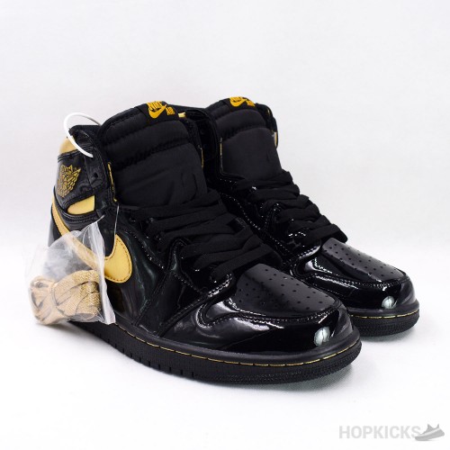 Air Jordan 1 High Patent Black Metallic Gold