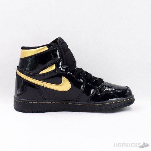 Air Jordan 1 High Patent Black Metallic Gold