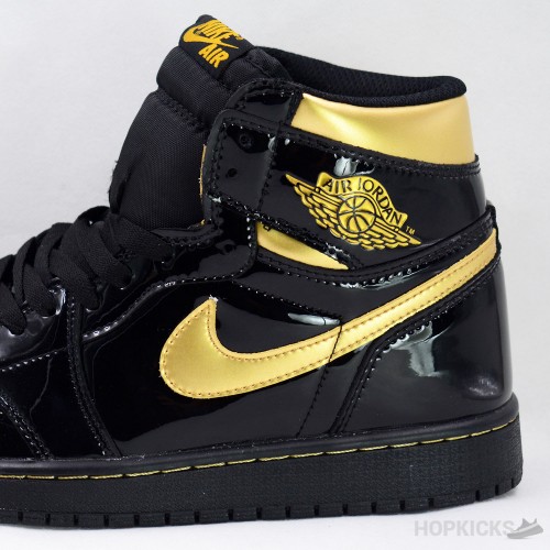 Air Jordan 1 High Patent Black Metallic Gold