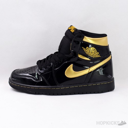 Air Jordan 1 High Patent Black Metallic Gold