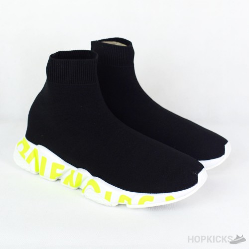 Bale*ciaga Speed Graffiti Trainers Black Fluo