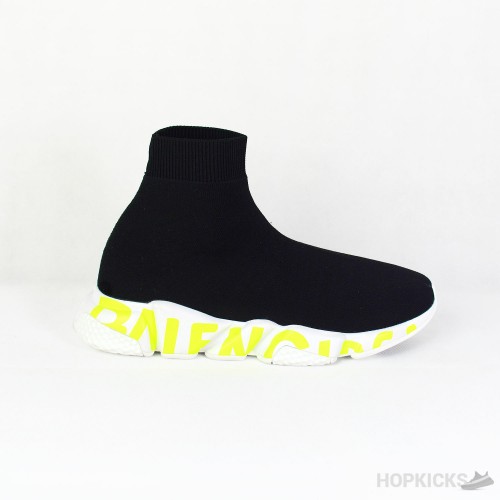 Bale*ciaga Speed Graffiti Trainers Black Fluo