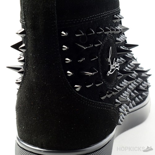 CL Black Suede Multi Level Spiked High Top