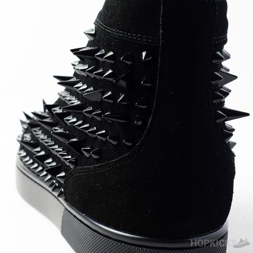 CL Black Suede Multi Level Spiked High Top