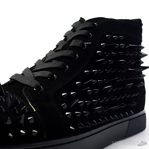 CL Black Suede Multi Level Spiked High Top