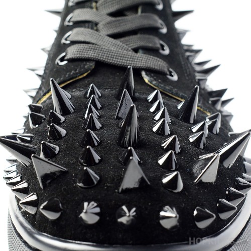 CL Black Suede Multi Level Spiked High Top