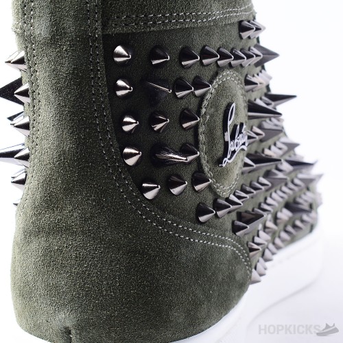 CL Olive Suede Multi Level Spiked High Top