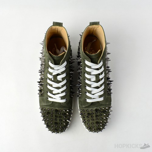 CL Olive Suede Multi Level Spiked High Top