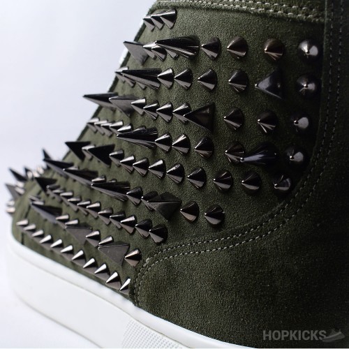 CL Olive Suede Multi Level Spiked High Top