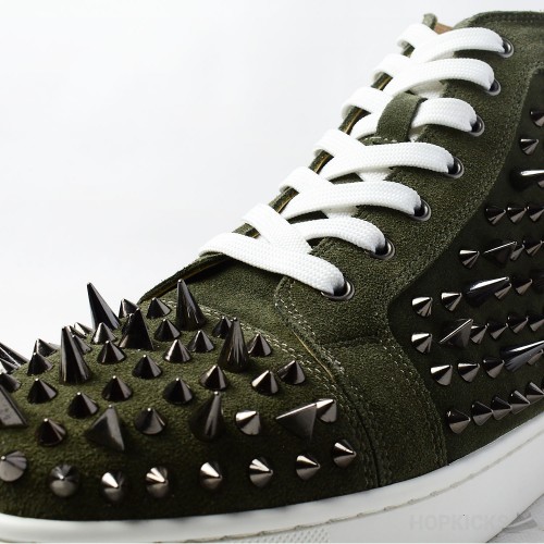 CL Olive Suede Multi Level Spiked High Top