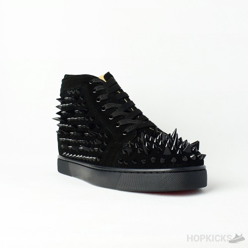 CL Black Suede Multi Level Spiked High Top